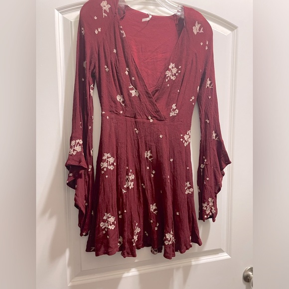 Free People Burgundy Dress with Flowers - Picture 4 of 5